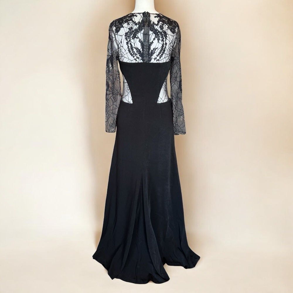 Y2K Julian Joyce Mandalay Goth Spider Web Lace Long Sleeve Dress Halloween Gown